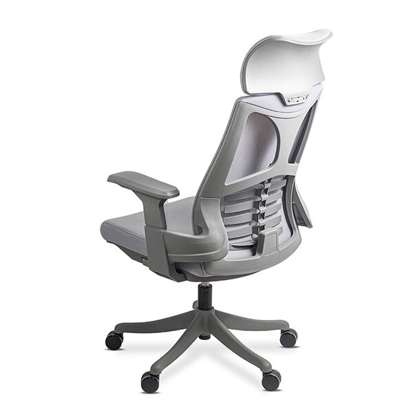 Scaun ergonomic din mesh cu suport lombar si tetiera MTS 9514 gri