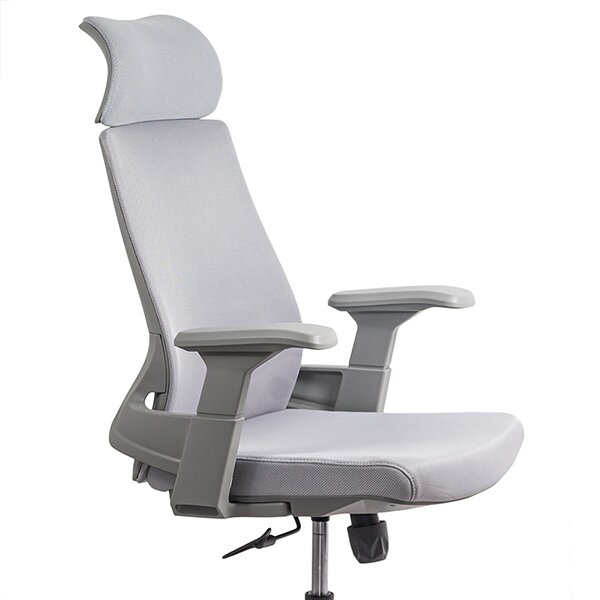 Scaun ergonomic din mesh cu suport lombar si tetiera MTS 9514 gri